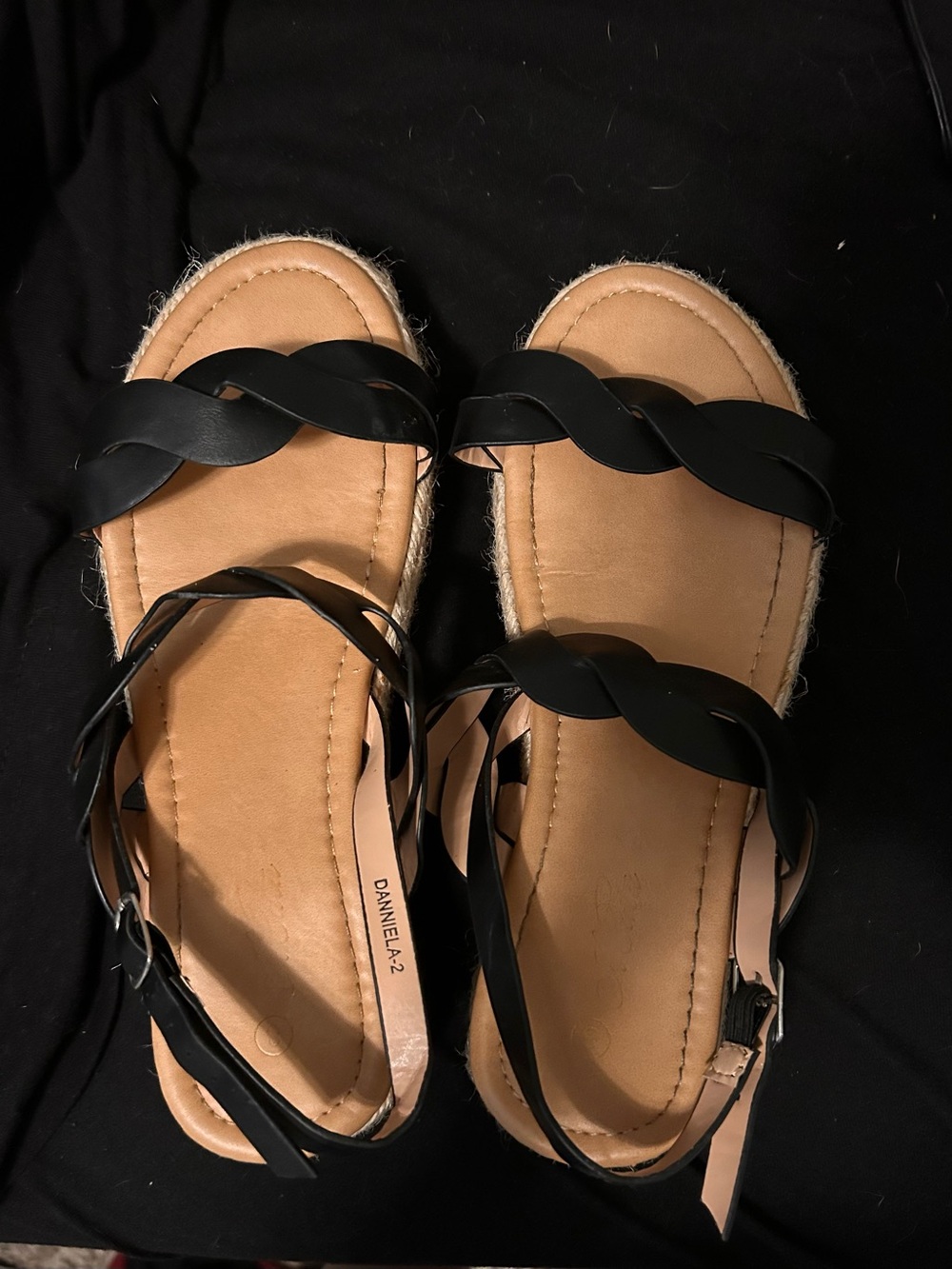 Black Braided Strap Women's Sandals